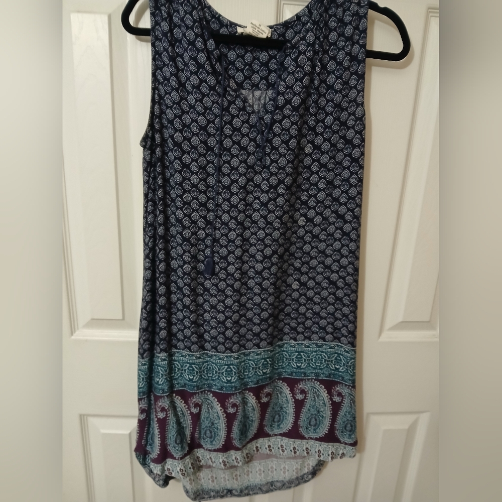 Women's Blue Paisley Sleeveless Dress